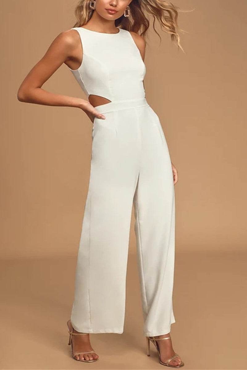 Bateau Ankle Length Chiffon Wedding Jumpsuit 728650397555 - COCOMELODY